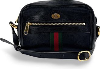 Gucci Ophidia Suede Black Leather Briefcase Bag (Pre-Owned)