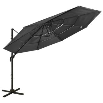 Berkfield Home 4-Tier Parasol with Aluminium Pole Anthracite 3x3 m in Black