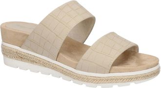 Easy Street Womens Easy Street Maryann Sandals Taupe Croco Wedge Heel Slip-On HTAT556
