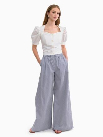 Rebecca Taylor Joselene Poplin Pant in Navy Stripe at Nordstrom, Size X-Small