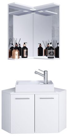 ebuy24 Ebuy24 - Set Vcm De 3 Piezas Lavadero Para Invitados Wc Ba&ntilde;o De Invitados Wc De Lavabo Muebles De Ba&ntilde;o Gabinete De Esquina Set De Ba&ntilde;o - Vilosa (blanc