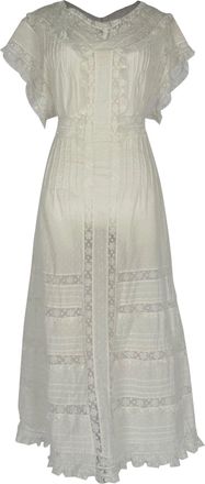 Zimmermann Lace-Trimmed Short Sleeve Midi Dress in White Cotton