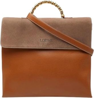 Loewe Pre-owned Handbag- Shoulder bag - Dames - Pre-owned - Bruin - Maat: ONE Size Leer