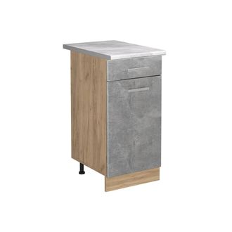 Vicco Mueble Bajo De Cocina R-line, Hormig&oacute;n/roble Dorado, 40 Cm Encimera M&aacute;rmol, Vicco