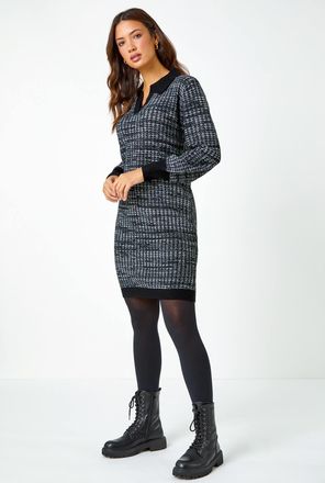 Roman Collared Knitted Jumper Dress