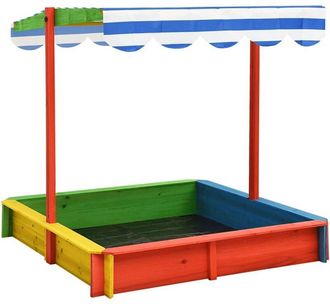 vidaXL Sabbiera con Tetto Regolabile in Legno Abete Multicolore UV50 - Vidaxl