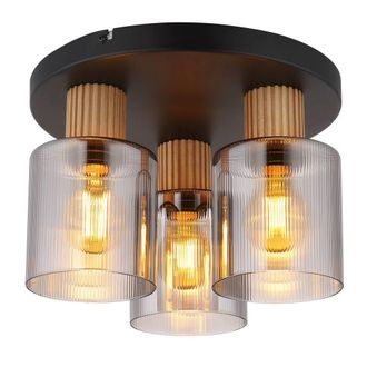 Netlighting Aleidis Shade Cluster Ceiling Light Black Smoke Glass Shade 3x E27