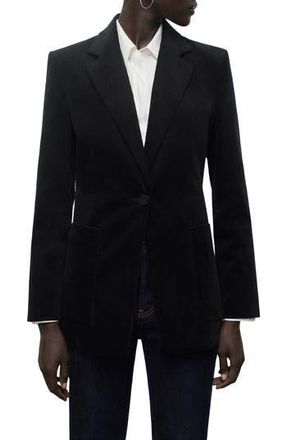 Mango Stretch Velveteen Jacket in Black at Nordstrom Rack, Size Small