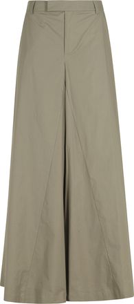 Federica Tosi Green Palazzo Belt-Loops Cotton-Blend Formal Pants