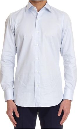 Finamore Heldere Blauwe Overhemd - Heren - Casual Overhemden - Blauw - XL - Overhemden