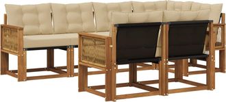 vidaXL Conjunto De Sof&aacute;s De Exterior 7 Uds. Natural Y Beige Vidaxl