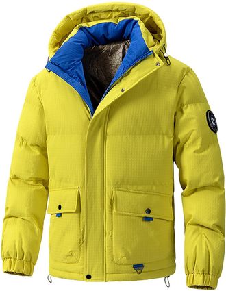 Generic Mustard Yellow Long Sleeve for Mens Winter Fall Lounge Ripped Hooded Distressed Plain Puffer Jackets Hooded Outfits Man 2026 Clothing Country Concert 