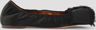Lanvin Womens Bow Ballerinas - Black Silk - Size EU 36