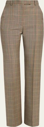 Alexander McQueen Prince of Wales Wool Straight-Leg Trousers