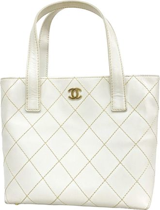 Chanel White Leather Tote Bag (Pre-Owned)