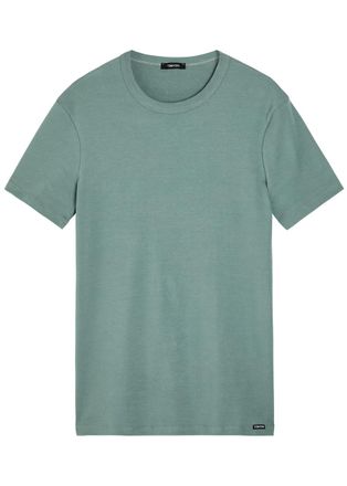 Tom Ford Crew-neck Stretch-cotton T-shirt - Teal - XL
