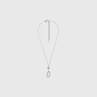 Diesel Stainless steel pave pendant necklace - Necklaces - Unisex - Silver