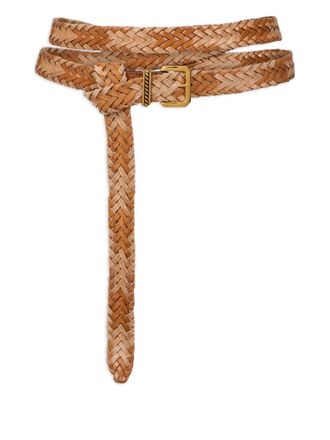 Etro woven double-wrap belt - women - Calf Leather - 85 - Brown
