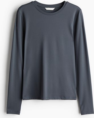 H&M Langarmshirt aus Mikrofaser - Grau