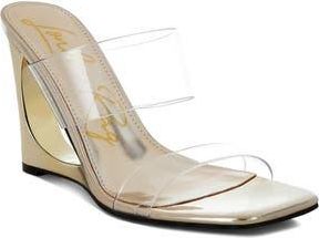 London Rag Zelene Clear Strap Wedge Sandal in Gold at Nordstrom Rack, Size 9.5