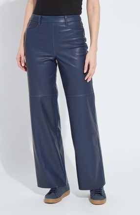 Lyss&eacute; Cortina Faux Leather Wide Leg Pants in Deep Blue at Nordstrom, Size X-Small
