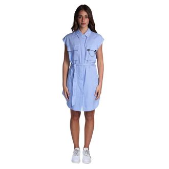John Richmond Short Dresses, female, Blue, Size: M Uwp26086Ve Shirt Dress