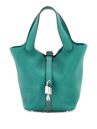 Herm&egrave;s Picotin Lock Bag Clemence PM bucket bag - Verde