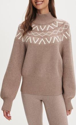 Varley Marcie Fair Isle Mock Neck Sweater in Light Taupe Marl at Nordstrom Rack, Size X-Small