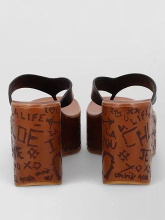 Chlo&eacute; leather wedge sandals