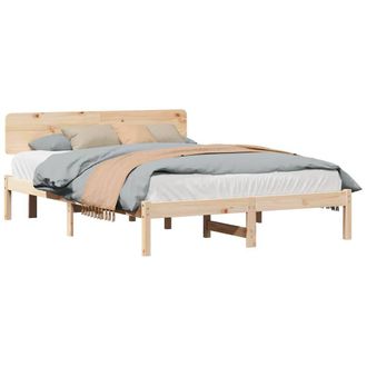 Berkfield Home Traditional Bed Frame with Headboard 150x200 cm Solid Pine Wood in Beige