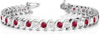 Allurez Ruby & Diamond Tennis S Link Bracelet 14k White Gold (4.00ct)
