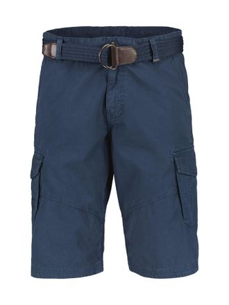 Lerros Bermudas LERROS LERROS Unifarbene Cargobermuda mit G&uuml;rtel, Herren, Gr. 31, Normalgr&ouml;ssen, blau (storm blau), 100% Baumwolle, Hosen Bermudas
