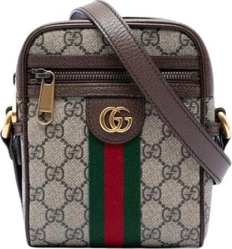 Gucci Pre-owned Ophidia Crossbody Bag - Dames - Vintage Schoudertas - Beige - ONE Size - Leer - Vintage
