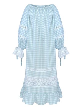 Sleeper Geruite midi-jurk - Blauw