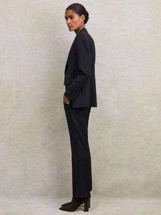 Reiss Navy Petite Single Breasted Suit Blazer, 12