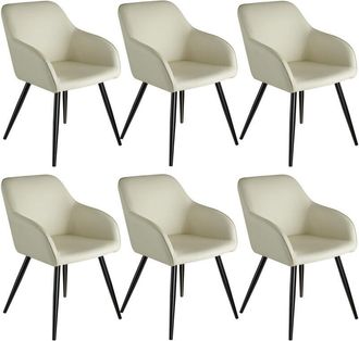 TecTake Set di 6 sedie imbottite in tessuto crema e nero
