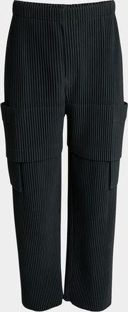 Homme Pliss&eacute; Issey Miyake Mens Dark Gray Multi Pocket Pants
