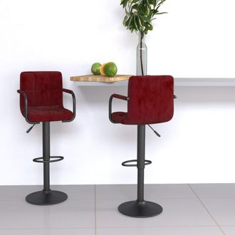 vidaXL Taburetes De Cocina 2 Unidades Terciopelo Rojo Vino Tinto Vidaxl