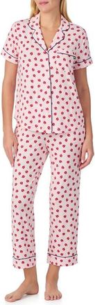 Kate Spade New York short sleeve crop pajamas in Pink Print at Nordstrom, Size X-Small