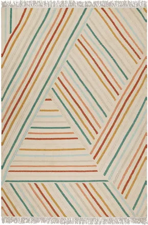 Wecon Home Alfombra tejida a mano lana virgen flecos y multicolor 80x150