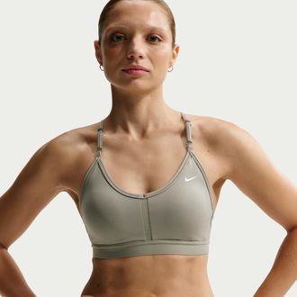 Nike Womens Indy Light-Support Padded V-Neck Sports Bra in Green | CZ4456-320
