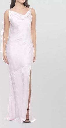 Rotate floral-jacquard ruffled cowl-neck sleeveless maxi dress