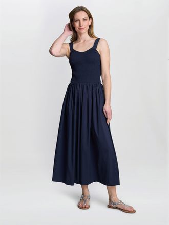 Gina Bacconi Womens Bonita Sheered Bodice Dress - Navy - Size Small/Medium