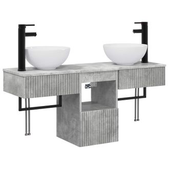 vidaXL Juego De Muebles De Ba&ntilde;o 3 Uds. Gris Hormig&oacute;n Vidaxl