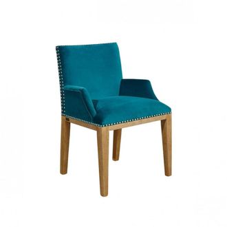 Robin des Bois Silla de mesa de estilo contempor&aacute;neo en hevea y terciopelo azul