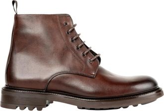 Exton Vienna Enkellaars - Heren - Veterlaarzen - Bruin - 41 EU - Leer - Schoenen