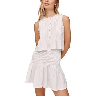 Bella Dahl Pintuck Peplum Sleeveless Linen Shirt in White at Nordstrom, Size X-Small