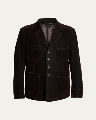 Tom Ford Mens Flocked Cotton Blend Patch Pocket Blazer