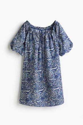 H&M Tie-detail Dress in Blue/paisley Pattern at Nordstrom, Size Xx-Large