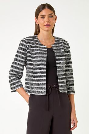 Roman Stripe Shimmer Boucle Jacket